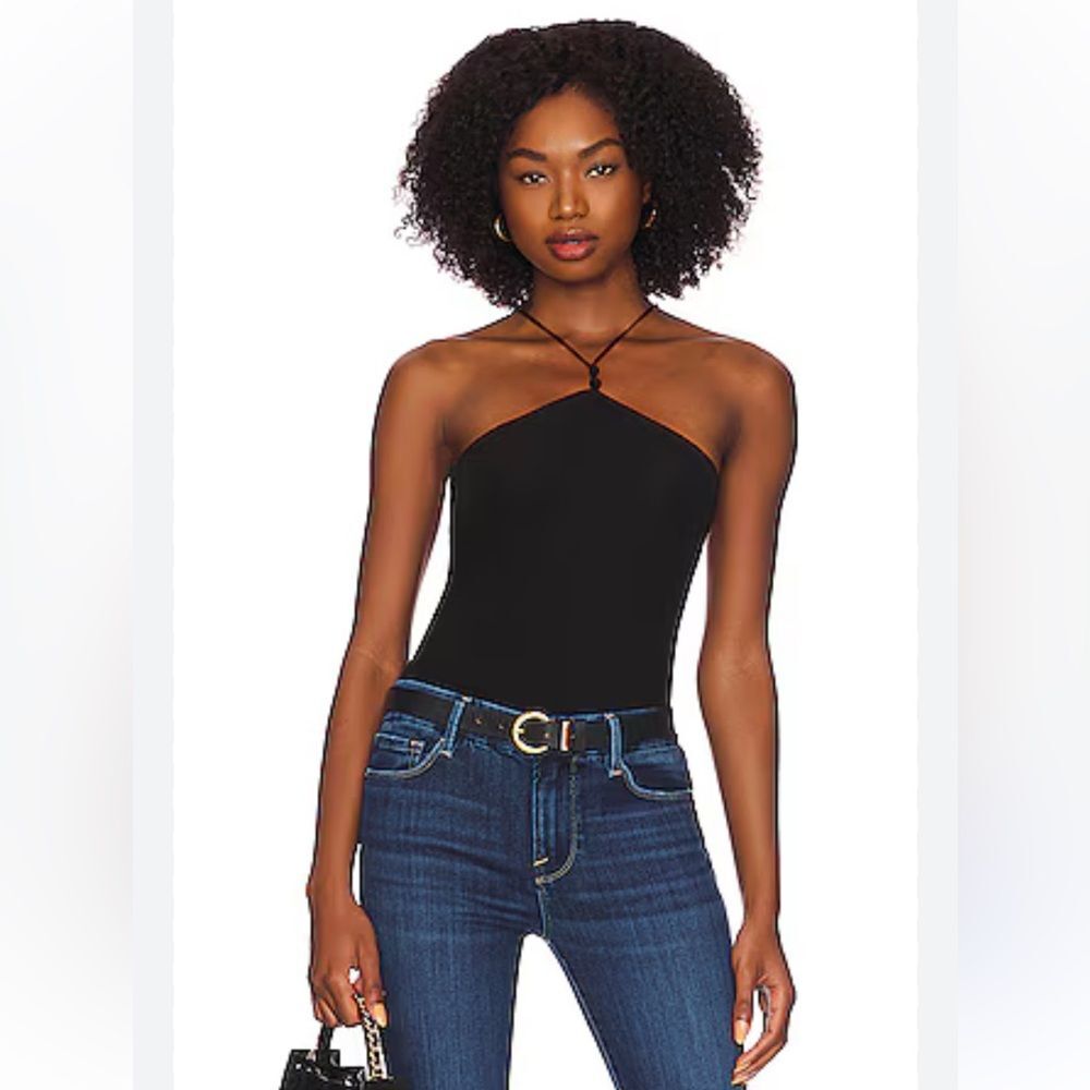 Frame Delicate Knot Bodysuit in Noir Black Estimated Size XS